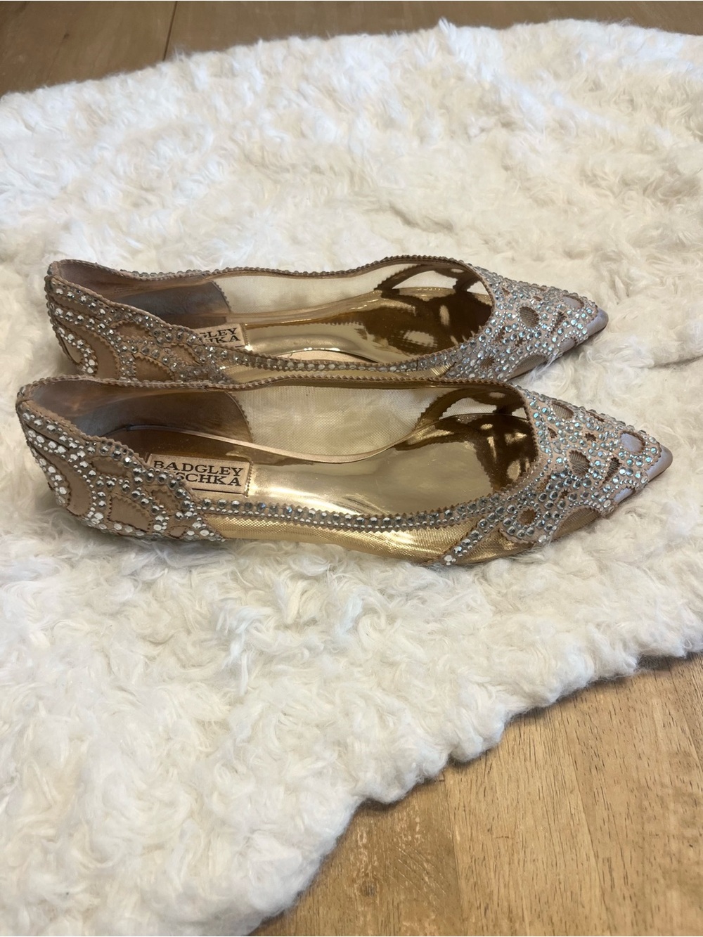 Badgley Mischka Gigi Crystal-Embellished Pointed Toe Flats - Picture 2 of 7